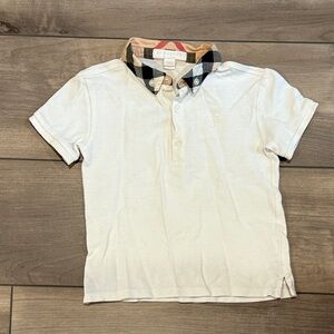 Burberry Cream Polo Shirt with Check Collar